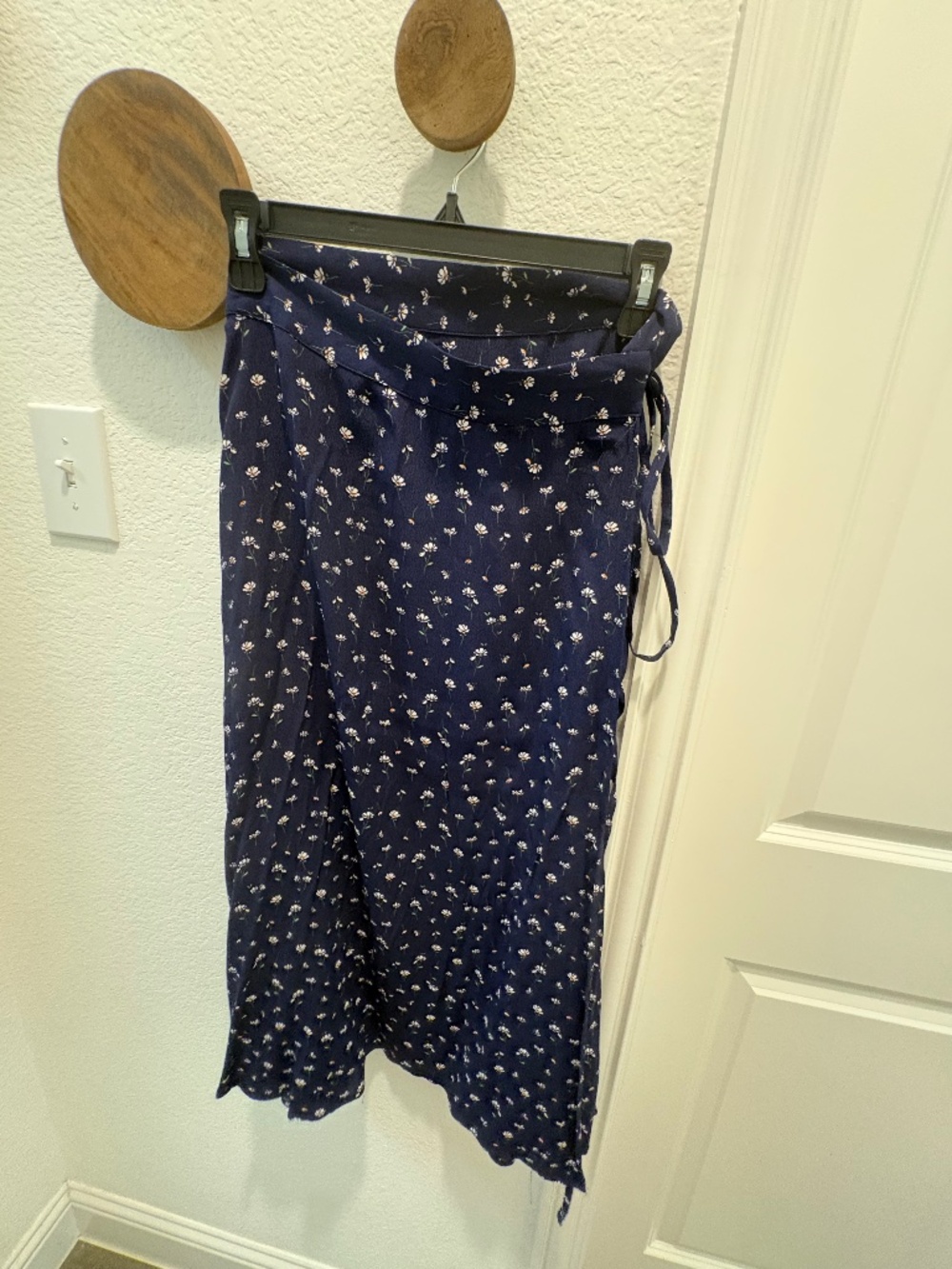 Elodie navy floral wrap midi skirt. Large